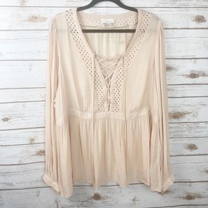 Forever 21 Plus Pink Lattice Trim Blouse Sz. 3x